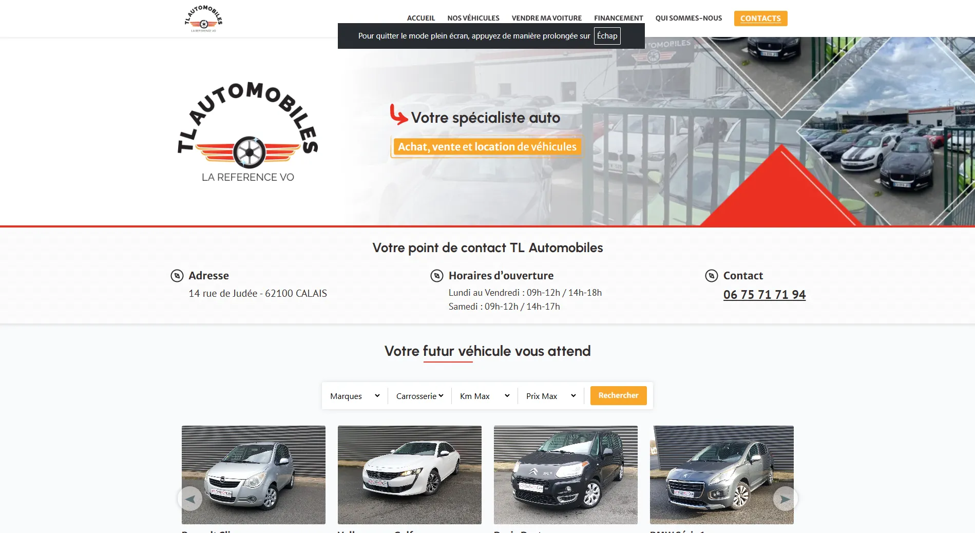 capture de la page d'accueil